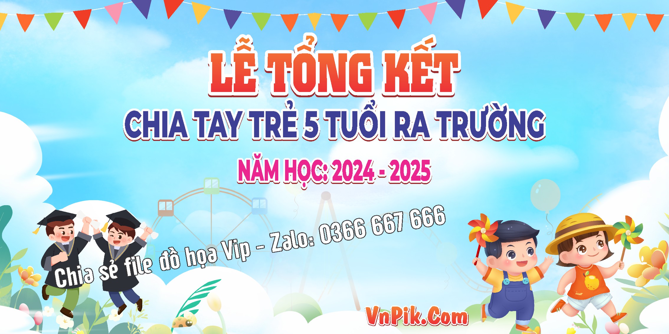 Phông Nền Lễ Tổng Kết Năm Học Trường Mầm Non Vector 31