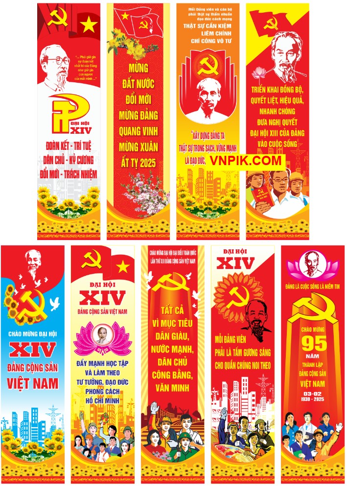 Phướn dọc chào mừng đại hội đảng cộng sản Việt Nam