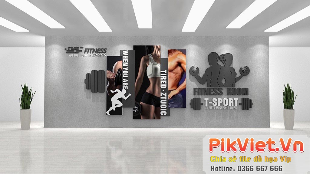 Phông nền backdrop phòng tập Gym file vertor corel 04