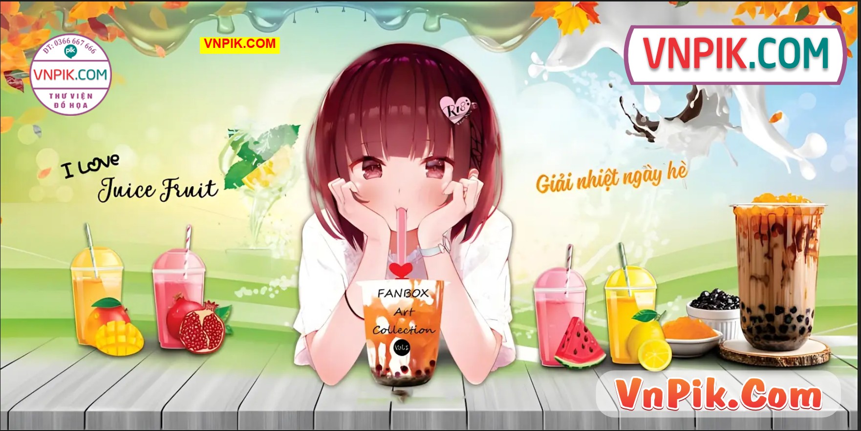 tranh tường trang trí tiệm cà phê trà chanh trà sữa file ảnh JPG