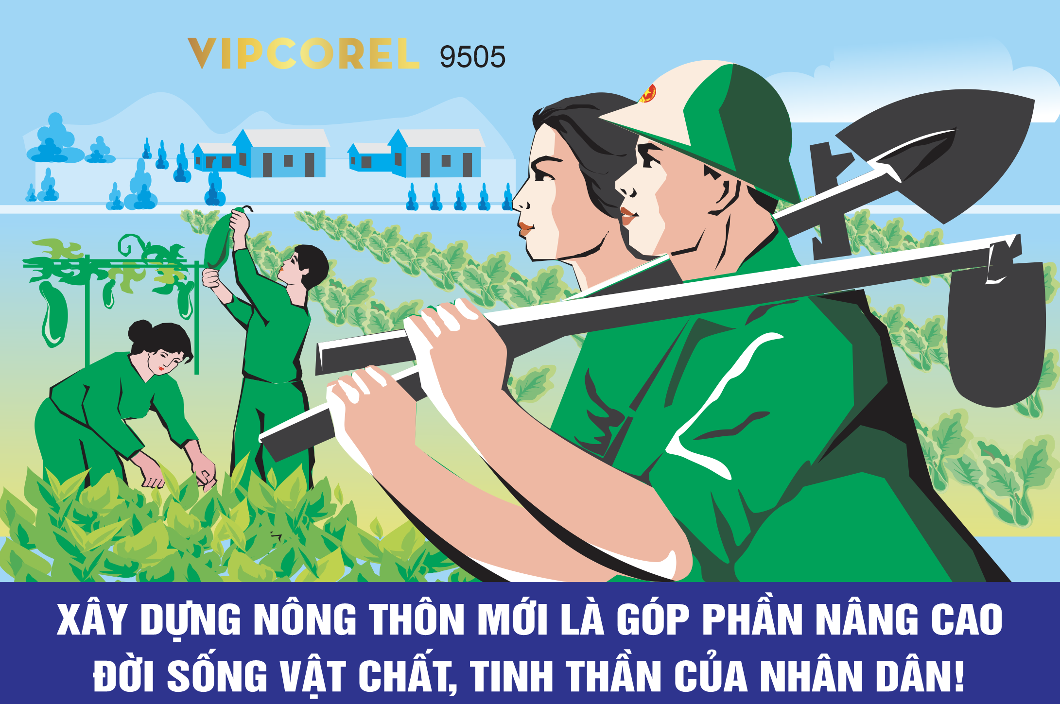 9505 – Pano xây dựng nông thôn mới 2024 file corel