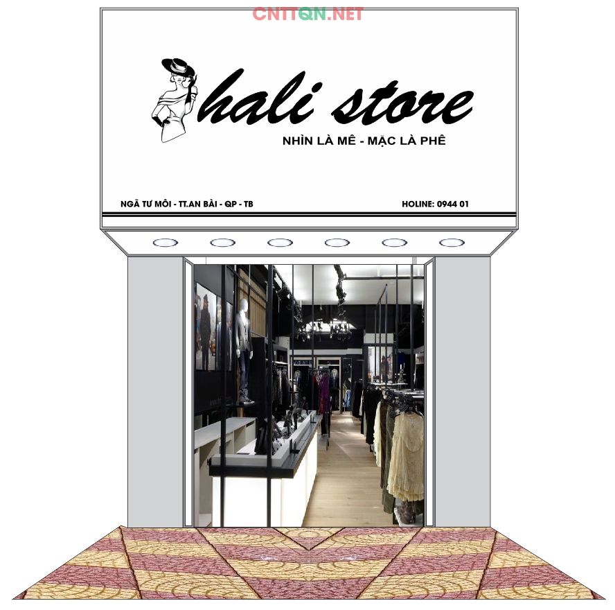 Mặt dựng bảng hiệu Shop Thời Trang Hali Store