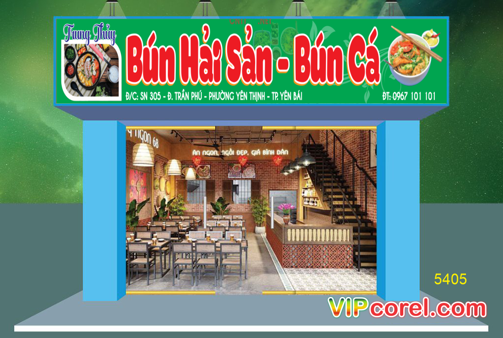 Bảng biển bún hải sản – bún cá file CDR