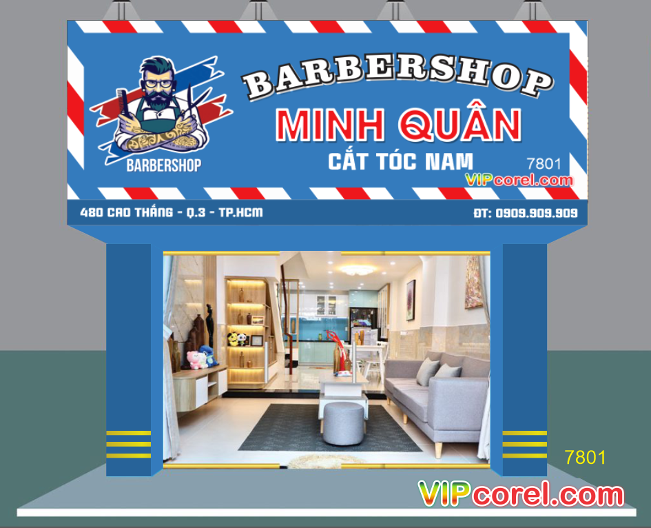 Mẫu biển cắt tóc nam Minh Quân Barbershop