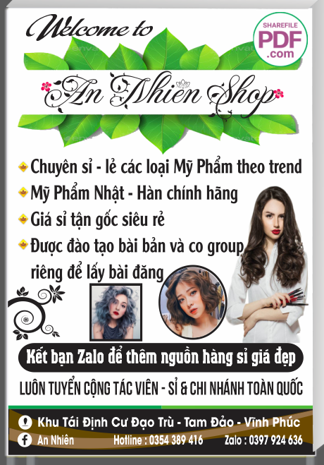 Biển An Nhiên Shop – mỹ phẩm file PDF & CDR