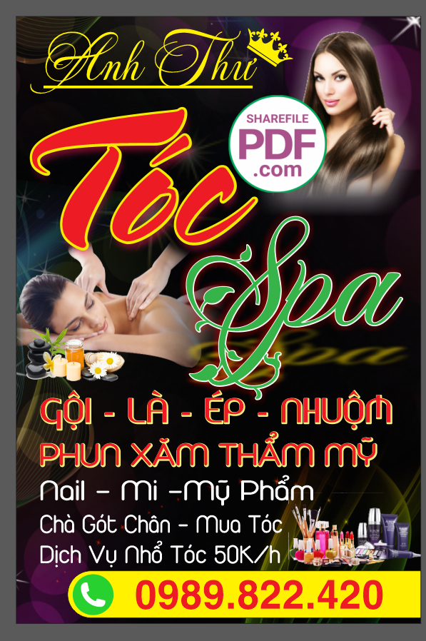 Biển vẫy Anh Thư Tóc Spa – gội là ép nhuộm file PDF & CDR