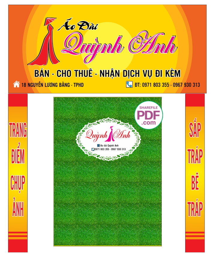 Biển Áo dài Quỳnh Anh – bán và cho thuê file PDF & CDR