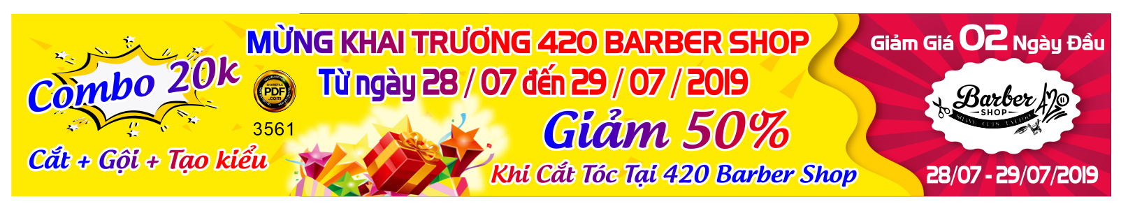 Băng rôn khai trương Barber shop file corel