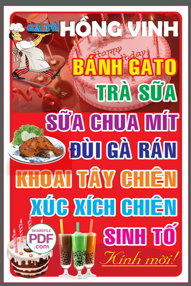 Biển Ga Tô Hồng Vinh – Bánh sinh nhật file PDF & CDR
