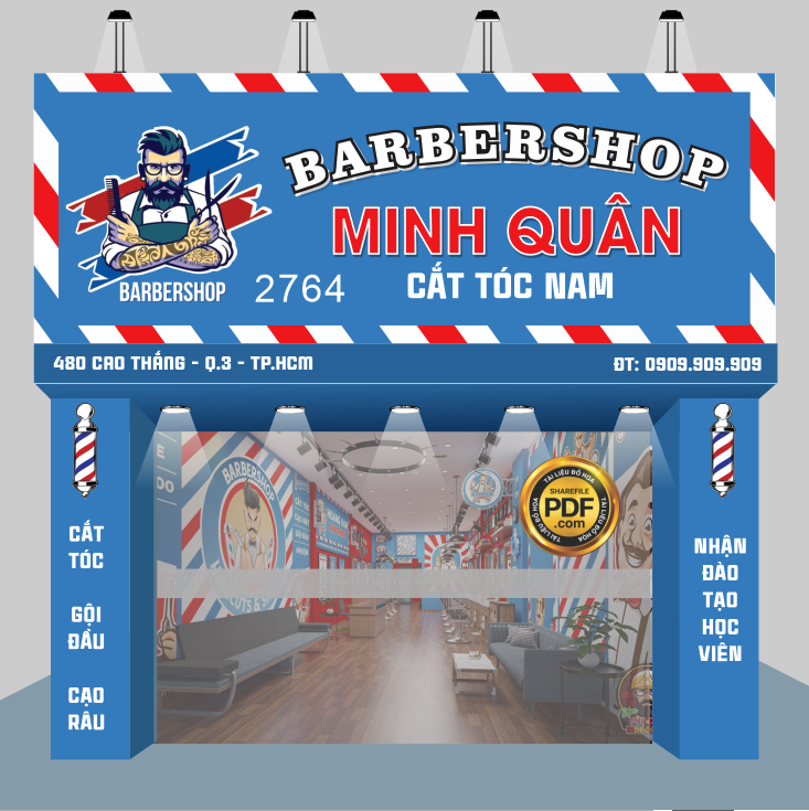 Market biển Barbershop Minh Quân cắt tóc nam file cdr
