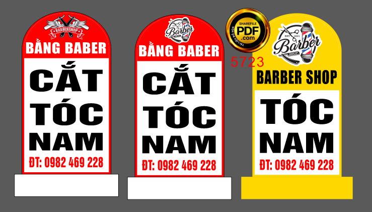 Biển vẫy cột mốc – Barbershop Bằng – Cắt tóc Nam file corel