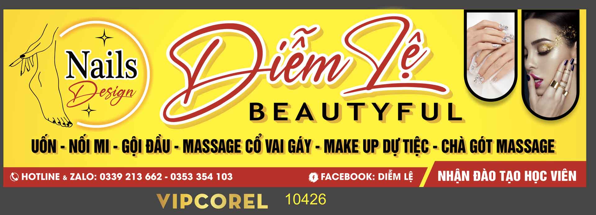 Biển QC Diễm Lệ Beautyful – nails – massage vector