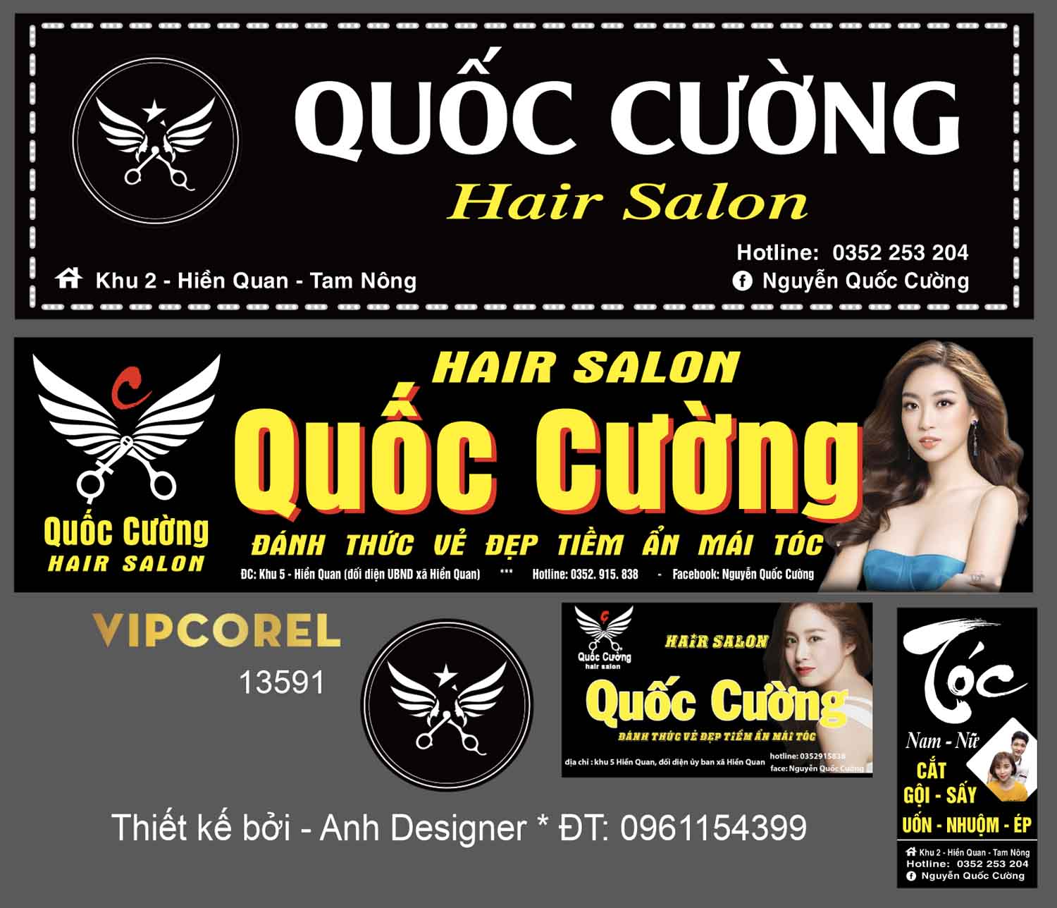 Biển quảng cáo Quốc Cường Hair Salon file corel