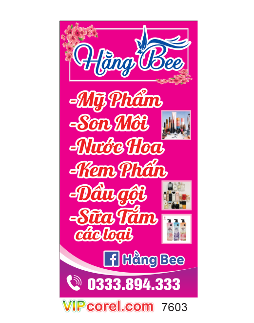 Biển quảng cáo Hằng Bee – mỹ phẩm file corel