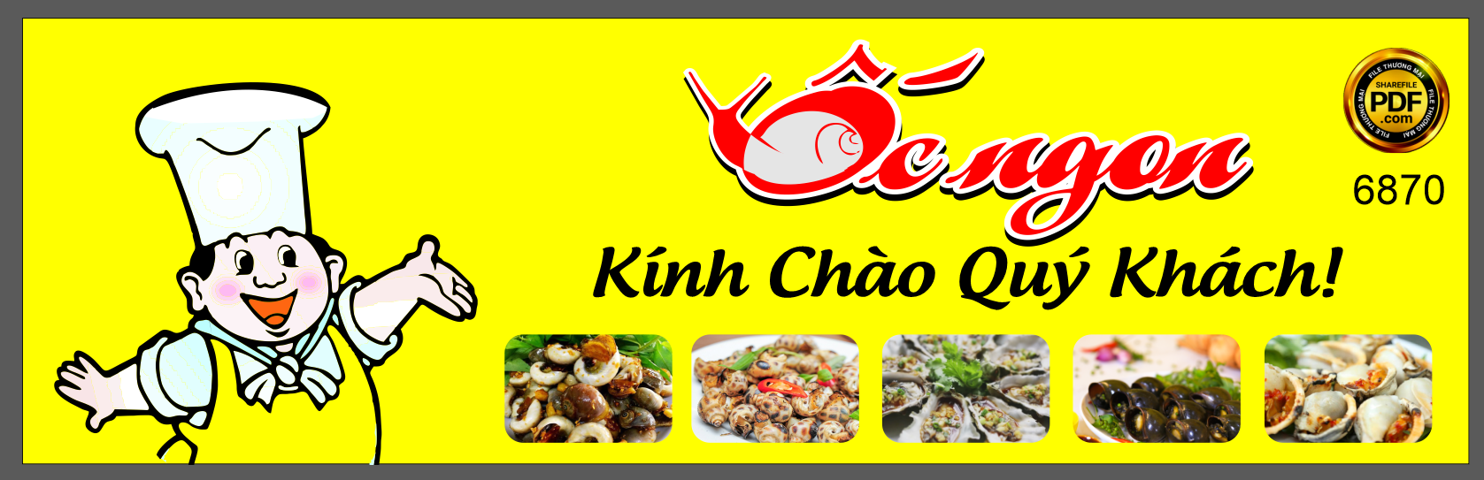 Biển hiệu quảng cáo Quán Ốc ngon file corel