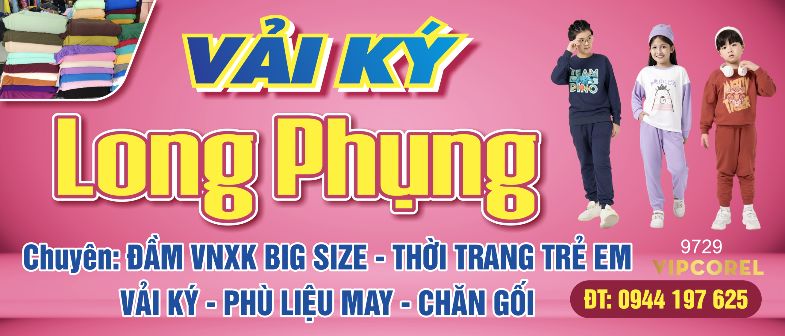 Biển QC Vải Ký Long Phụng chuyên Đầm VNXK big size
