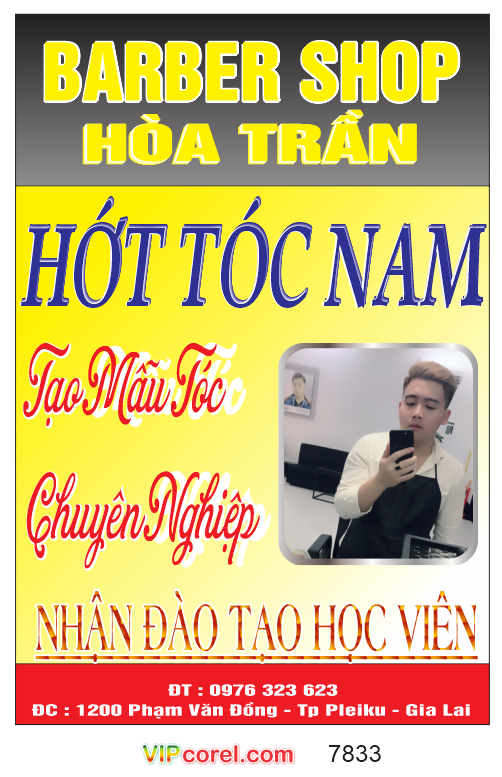 Biển vẫy Barber shop Hòa Trần – hớt tóc nam