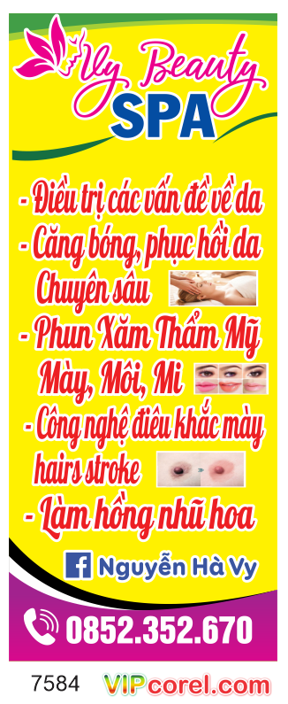 Mẫu biển quảng cáo đứng Vy Beauty Spa file corel