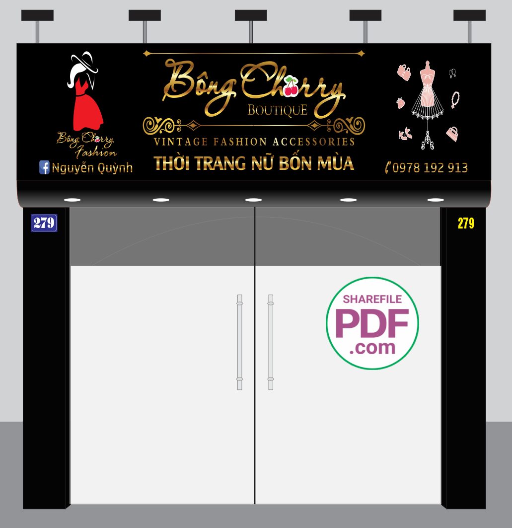 Biển Bông Cherry Boutique Vintage fashion file PDF & CDR