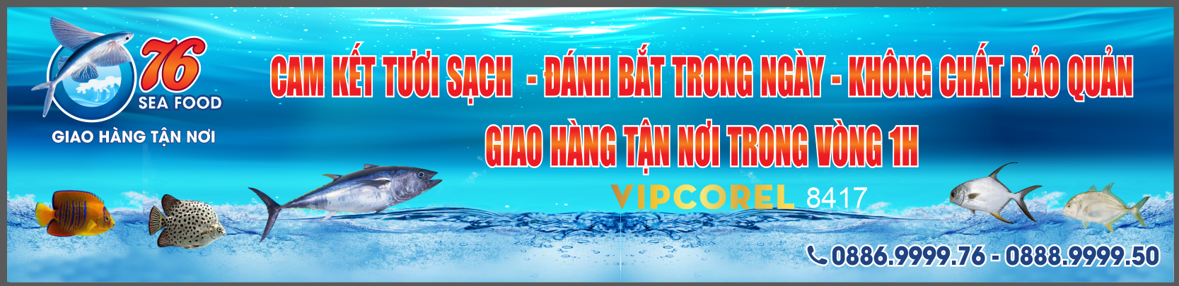 Biển quảng cáo hải sải tươi sạch file corel