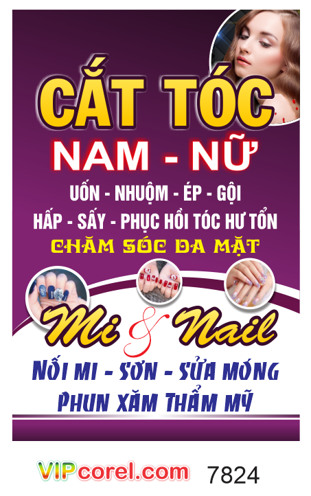 Biển vẫy cắt tóc nam nữ – chăm sóc da mặt file corel