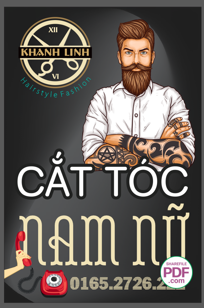 Biển cắt tóc nam BarberShop Khánh Linh file PDF & CDR