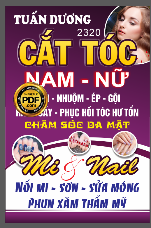 Biển vẫy cắt tóc Tuấn Dương – chăm sóc da mặt file CDR
