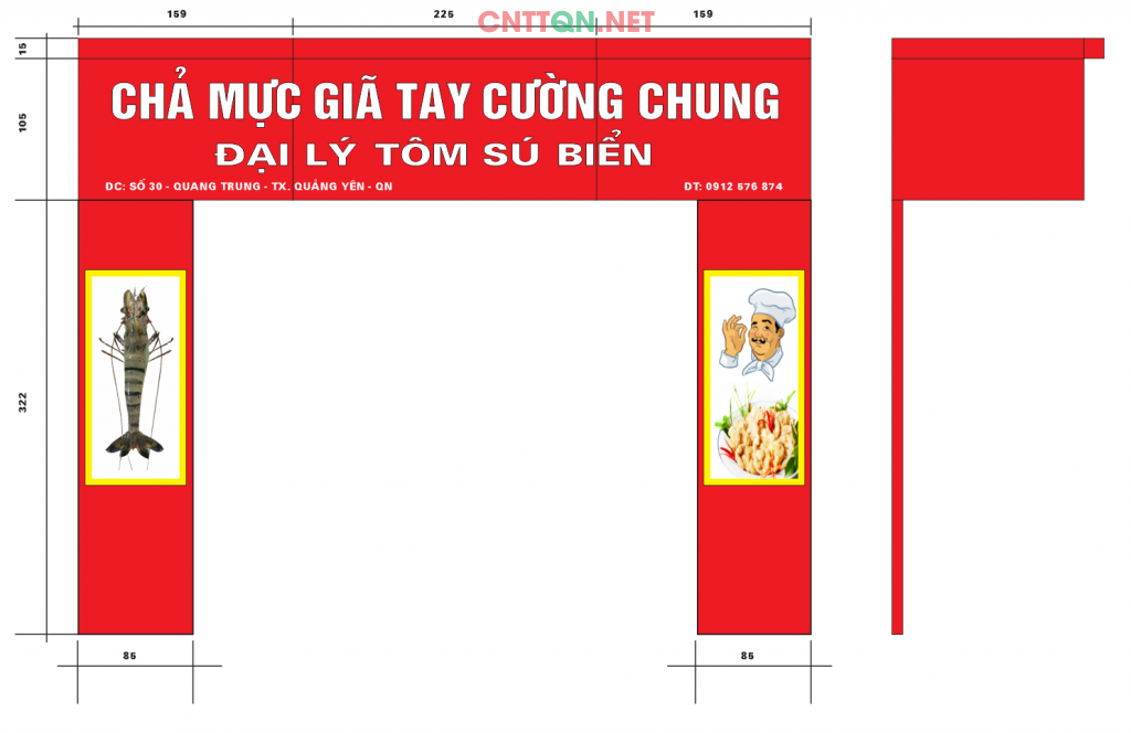 Biển Alu chả mực giã tay & Tôm sú biển Corel
