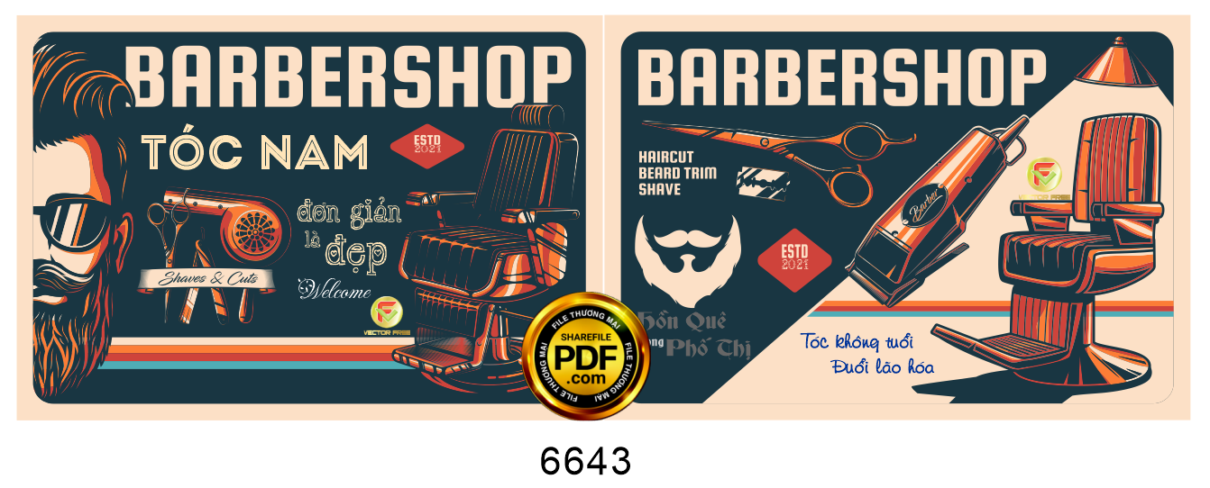Card visit danh thiếp Barbershop Tóc Nam file corel