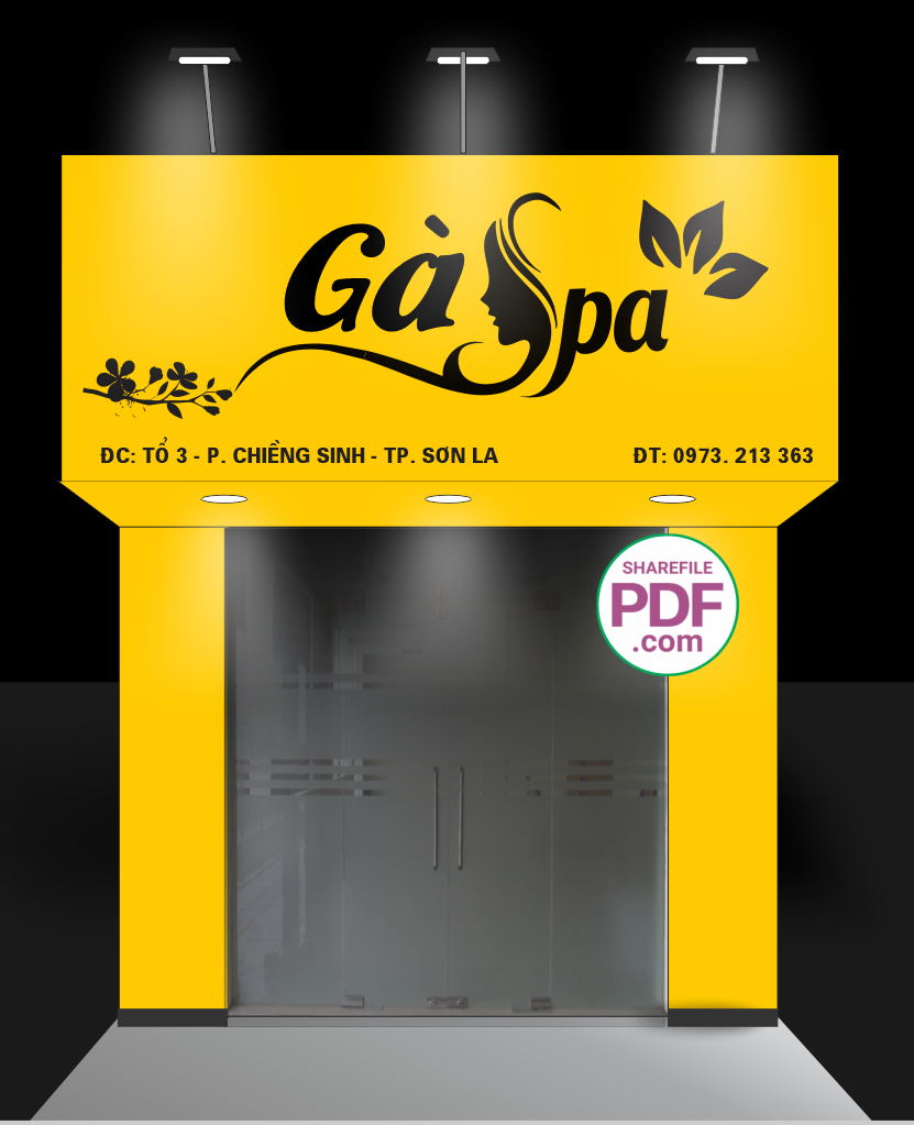 Biển cửa hàng Gà Spa file PDF & CDR