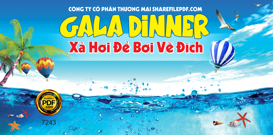 Thiết kế mẫu Gala dinner Xả hơi để bơi về đích file corel