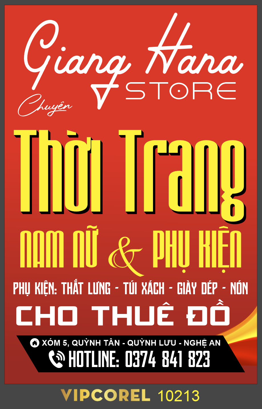 Biển vẫy thời trang Giang Hana Store file corel