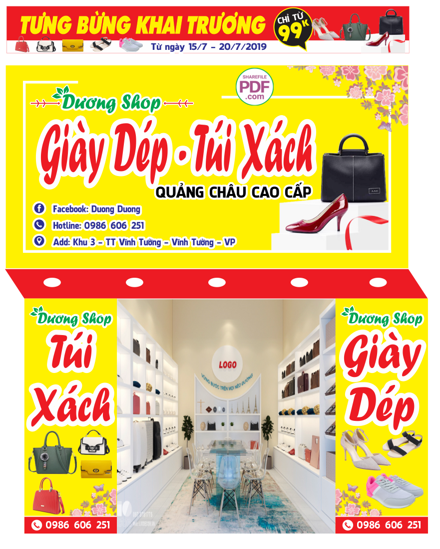 Biển cừa hàng giày dép – túi xách quảng châu cao cấp file PDF & CDR