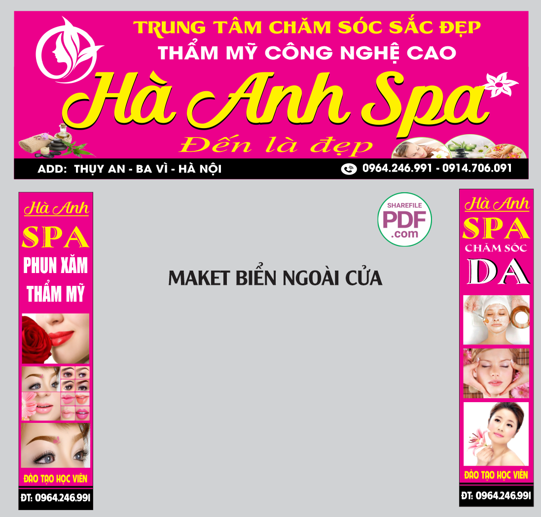 Biển chăm sóc sắc đẹp Hà Anh Spa file PDF & CDR