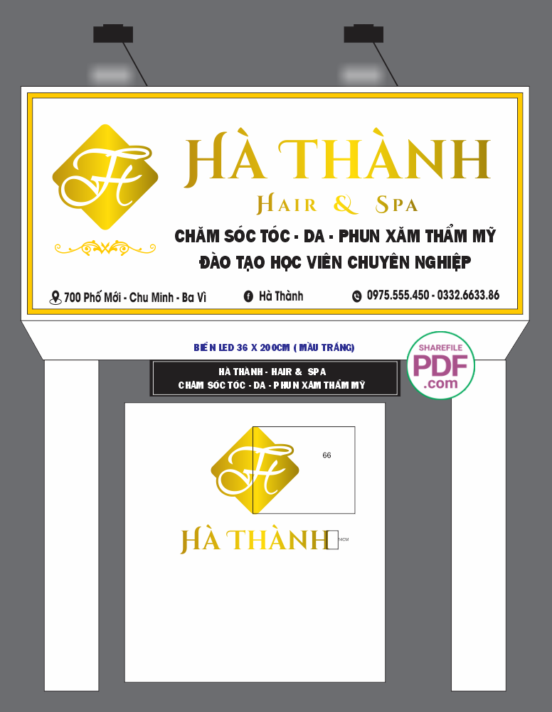 Biển chính Hà Thành – Hair and Spa file PDF & CDR