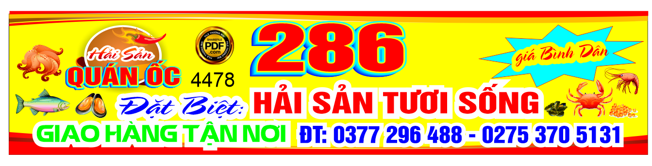 Bảng biển quán ăn Hải sản tươi sống file corel