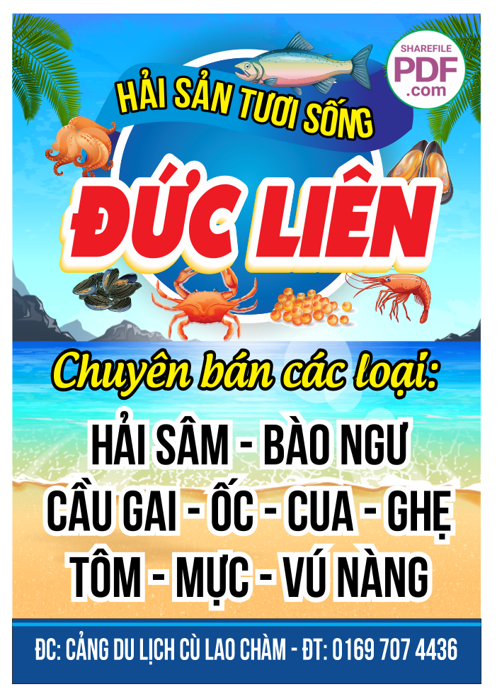 Biển vẫy Đức Liên – Hải sản tươi sống file PDF & CDR