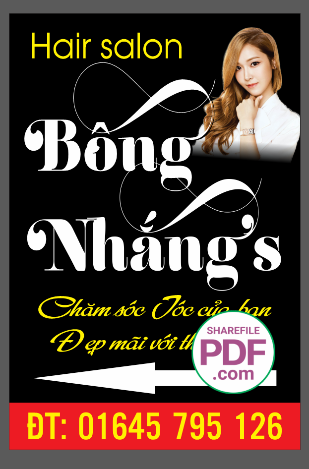 Biển vẫy khách Hair Salon chăm sóc tóc file PDF & CDR