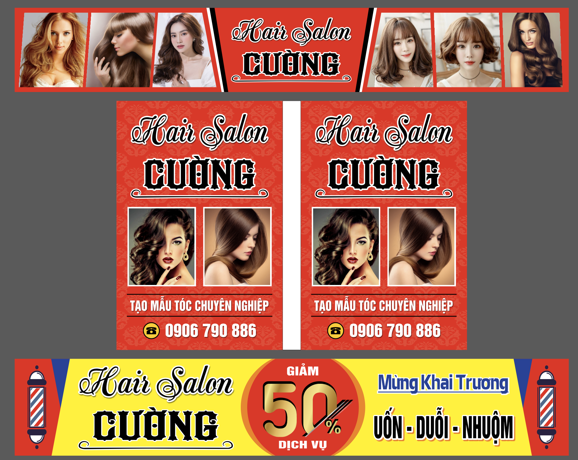 Biển quảng cáo Hair Salon Cường file corel