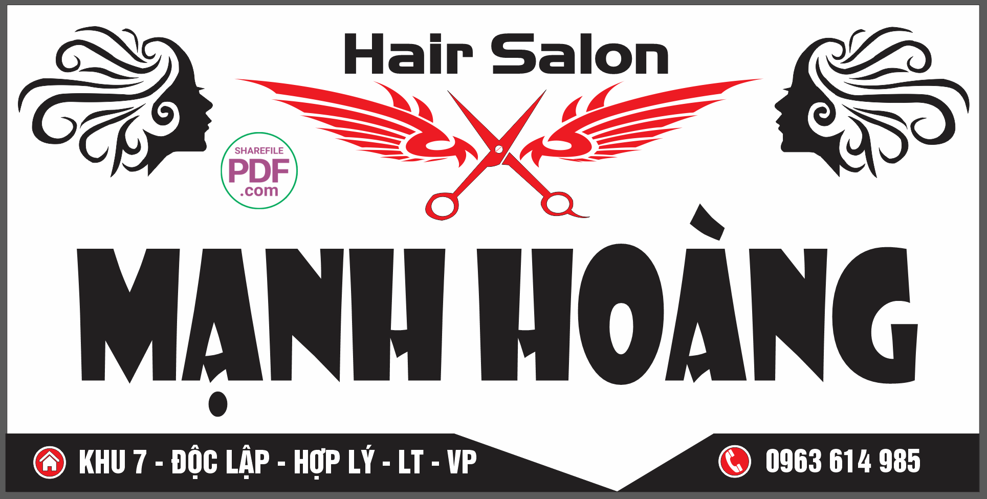 Biển chính Hair Salon Mạnh Hoàng file PDF and CDR