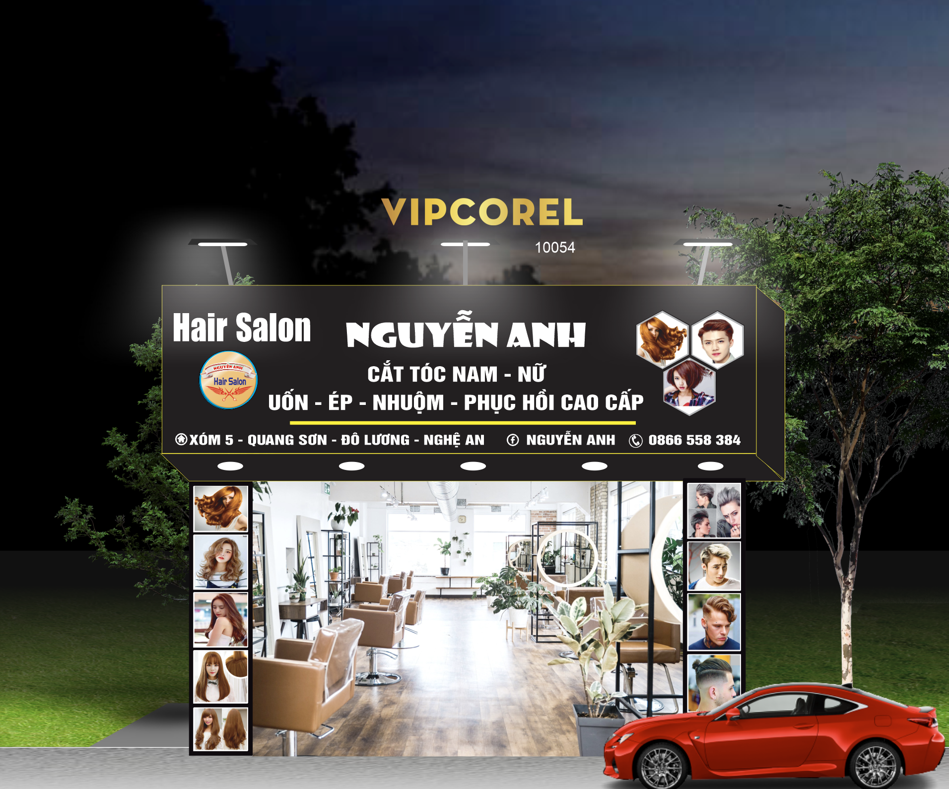 Biển quảng cáo Hair Salon Nguyễn Anh vector