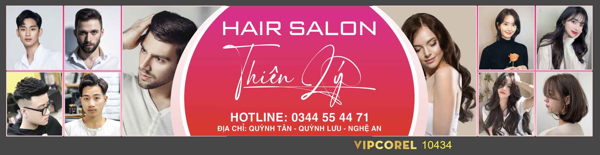 Biển Quảng cáo Hair Salon Thiên Lý vector corel