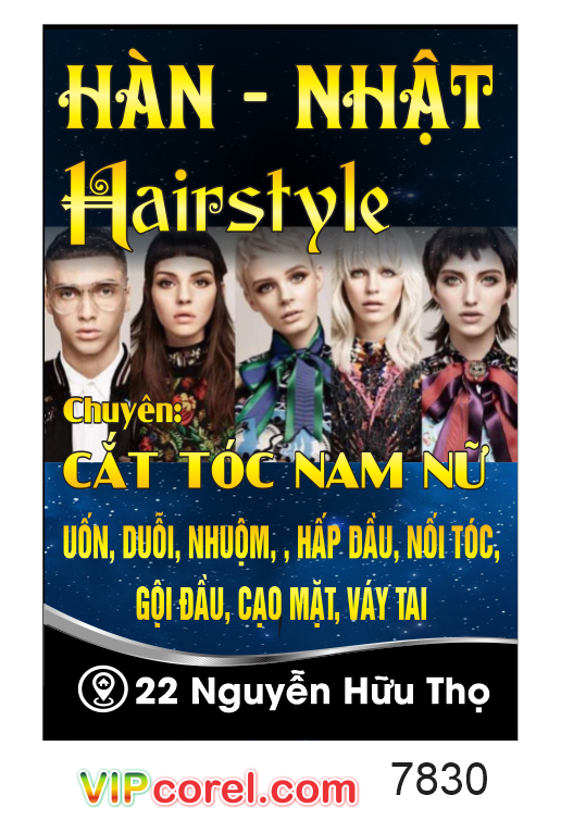 Biển vẫy Hàn Nhật Hairstyle chuyên tóc Nam Nữ file corel