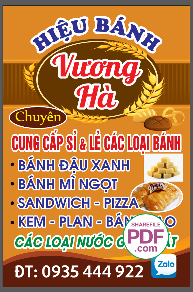 Biển vẫy hiệu bánh Vương Hà file PDF & CDR