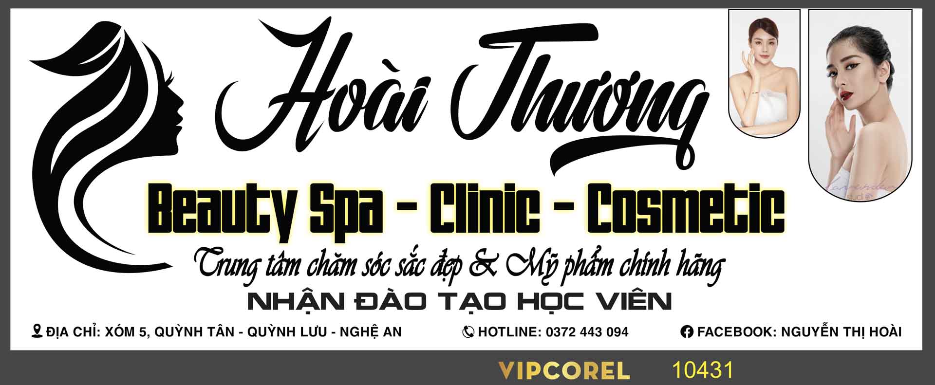 Biển QC chăm sóc sắc đẹp Hoài Thương vector