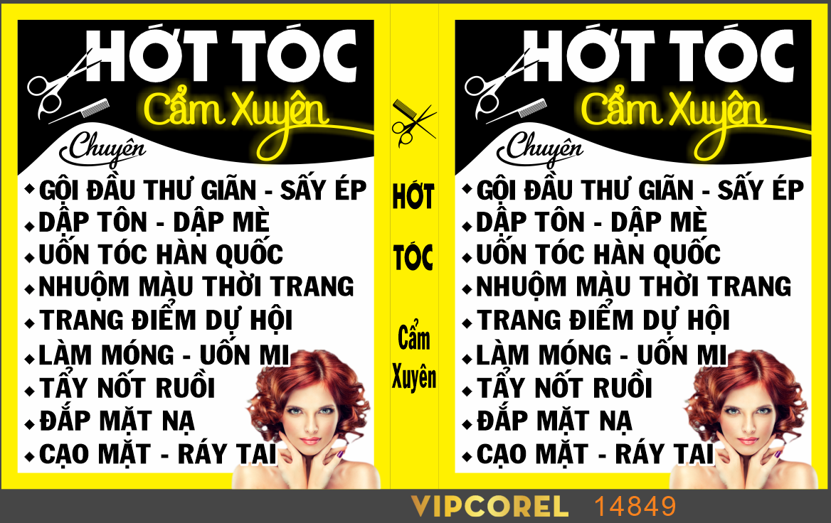 Biển vẫy quảng cáo Hớt tóc Cẩm Xuyên file corel