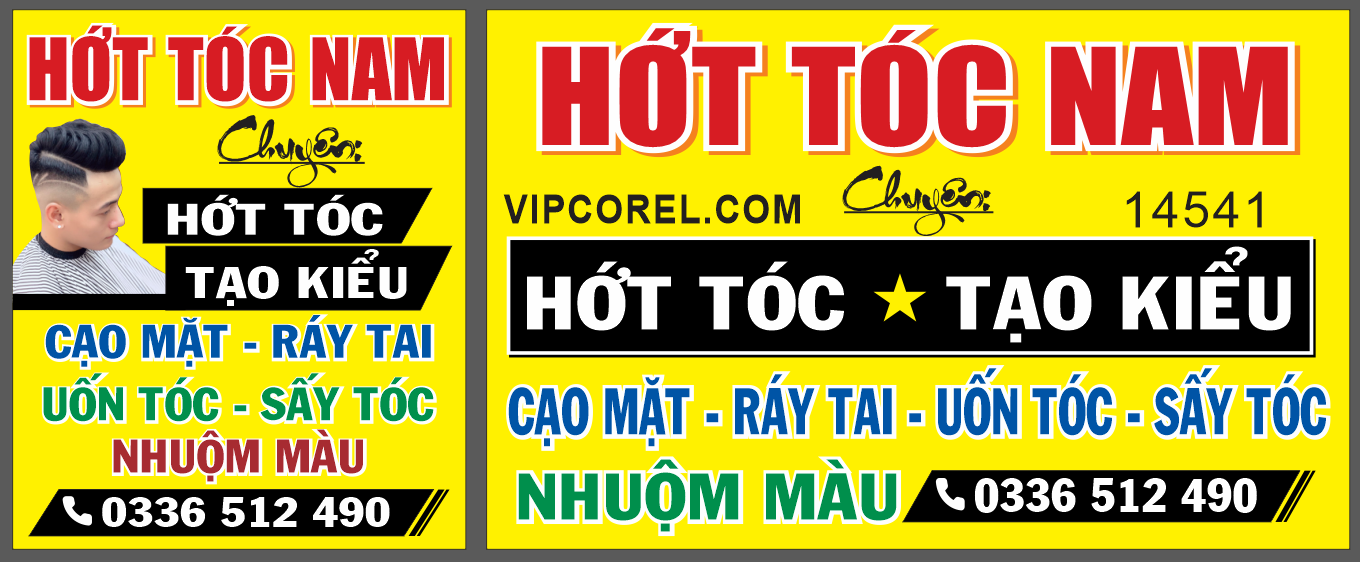 Bảng biển Hớt tóc Nam – tạo kiểu file corel