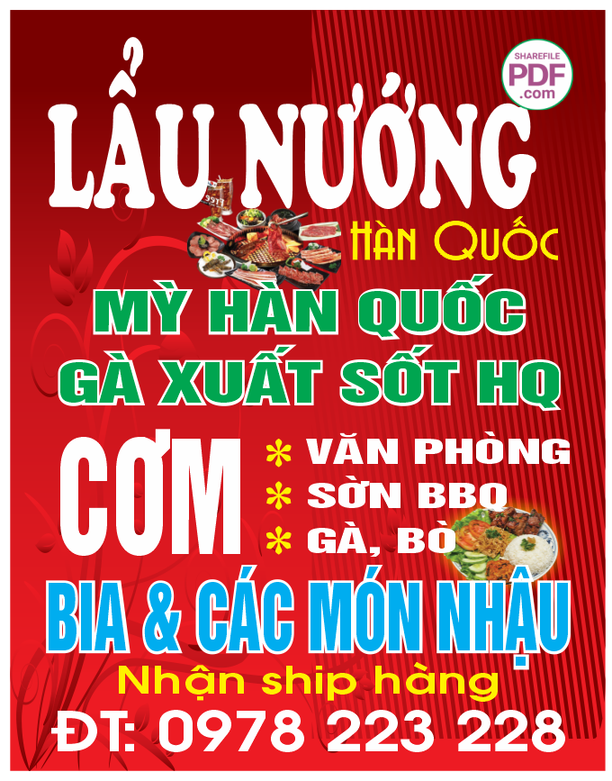 Biển vẫy Lẩu nướng – hàn quốc #3 file PDF & CDR