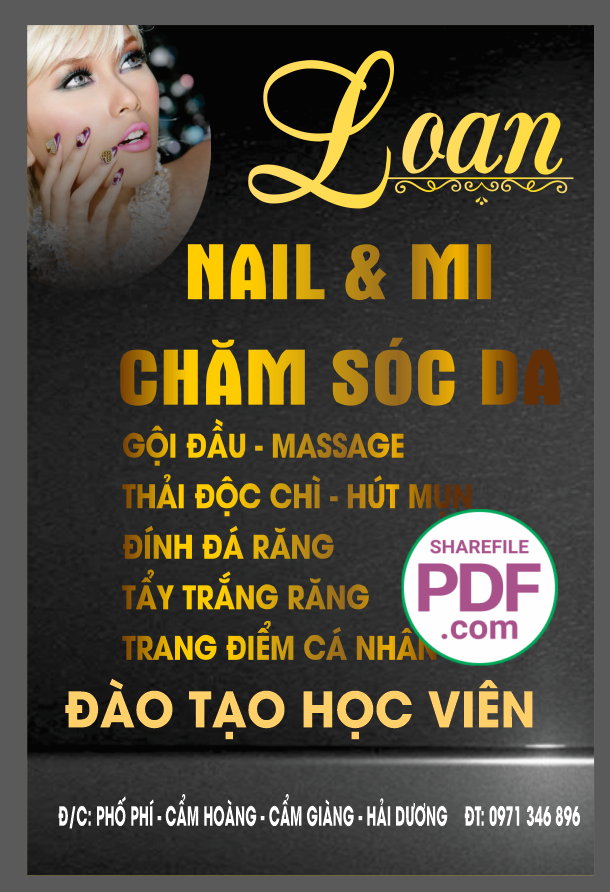 Biển chính Loan – Nail and Mi – chăm sóc da file PDF & CDR