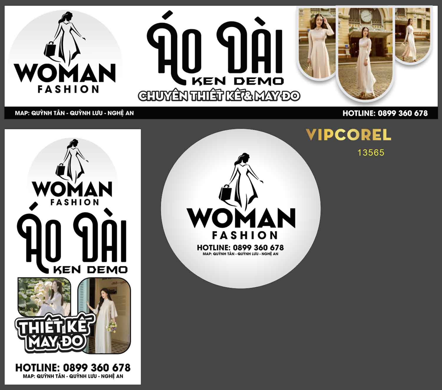 Mẫu biển áo dài Woman fashion file corel